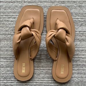Anthropologie Maeve Tan Women's Knotted Puffy Leather Sandals